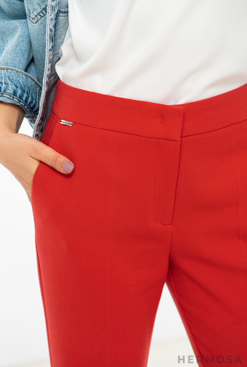 Buy Dollar Missy Scarlet Red Regular Fit Cigarette Trousers for Women  Online @ Tata CLiQ
